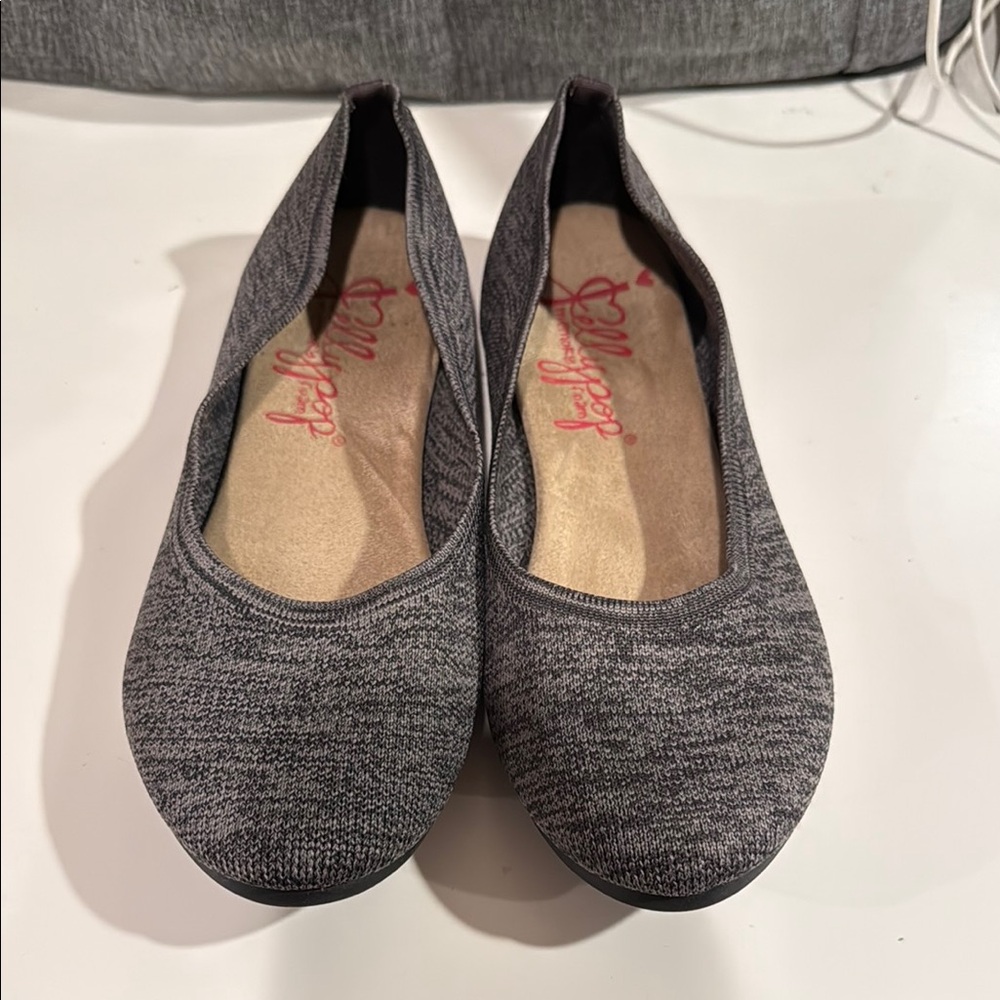 Jellypop Gray Flats Comfortable Knit Slip-Ons